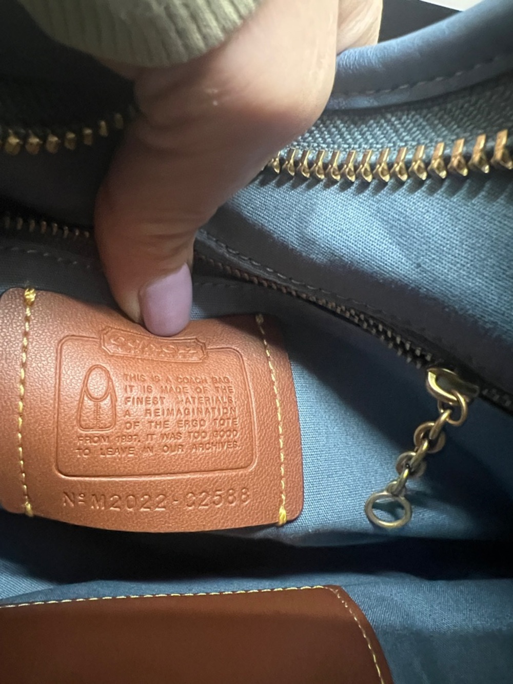 Coach Monogram Shoulder Bag in Light Blue and Cream - Picture 7 of 7